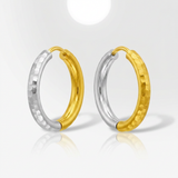 RCJ - 14k Two-Tone Gold Hinge Hammered Hoop Earrings - One Size - Gold - View 3