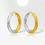 RCJ - 14k Two-Tone Gold Hinge Hammered Hoop Earrings - One Size - Gold - View 4