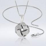 Sterling Silver Pendant with a Ridge Textured Love Knot Design — 18 / Silver — view 2