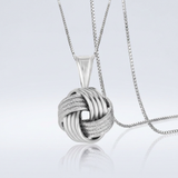 Sterling Silver Pendant with a Ridge Textured Love Knot Design — 18 / Silver — view 3