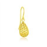RCJ - 14k Yellow Gold Teardrop Drop Earrings with Honeycomb Texture - One Size - Gold - View 2