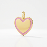 RCJ - 14k Yellow Gold and Pink Enamel Heart Pendant - One Size - Gold - View 2