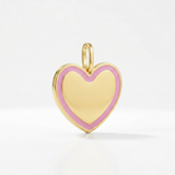 RCJ - 14k Yellow Gold and Pink Enamel Heart Pendant - One Size - Gold - View 3