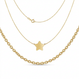 RCJ - 14k Yellow Gold Necklace with Five Pointed Star - 18 - Gold - View 2