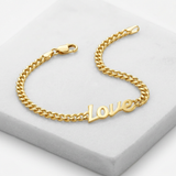 RCJ - 14k Yellow Gold 7 inch Curb Chain Love Bracelet - Gold - View 2