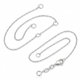 14k White Gold Adjustable Cable Chain 1.1mm — 18 / Silver — view 3