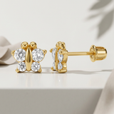 RCJ - 14k Yellow Gold Butterfly Childrens Earrings - One Size - Gold - View 2