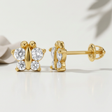RCJ - 14k Yellow Gold Butterfly Childrens Earrings - One Size - Gold - View 3
