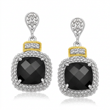 RCJ - 18k Yellow Gold & Sterling Silver Black Onyx & Diamond Earrings (.05cttw) - One Size - Black - View 2