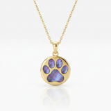 RCJ - 14k Yellow Gold Necklace with Dog Paw Print Symbol in Mother of Pearl - 16 - Gold - View 3