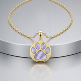 RCJ - 14k Yellow Gold Necklace with Dog Paw Print Symbol in Mother of Pearl - 16 - Gold - View 4