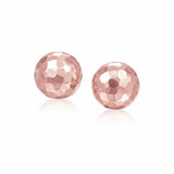 RCJ - 14k Rose Gold Round Faceted Style Stud Earrings - One Size - Pink - View 3
