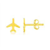 RCJ - 14K Yellow Gold Airplane Earrings - One Size - Gold - View 2