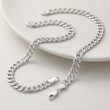 Sterling Silver Rhodium Plated Curb Chain 7.3mm — 22 / Silver — view 1