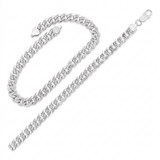 Sterling Silver Rhodium Plated Curb Chain 7.3mm — 22 / Silver — view 3