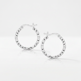 RCJ - Sterling Silver Faceted Design Hoop Earrings with Rhodium Plating - One Size - Silver - View 3