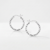RCJ - Sterling Silver Faceted Design Hoop Earrings with Rhodium Plating - One Size - Silver - View 4