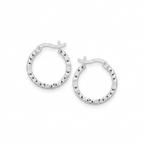 RCJ - Sterling Silver Faceted Design Hoop Earrings with Rhodium Plating - One Size - Silver - View 2