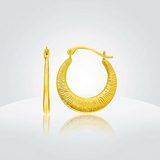 RCJ - 14k Yellow Gold Graduated Round Textured Hoop Earrings - One Size - Gold - View 2