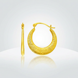 RCJ - 14k Yellow Gold Graduated Round Textured Hoop Earrings - One Size - Gold - View 4