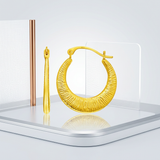 RCJ - 14k Yellow Gold Graduated Round Textured Hoop Earrings - One Size - Gold - View 3