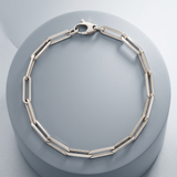 RCJ - 14K White Gold Bold Paperclip Chain Bracelet - 7.5 - Silver - View 2