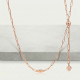 RCJ - 14k Rose Gold Adjustable Paperclip Chain 1.5mm - 22 - Pink - View 4