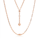 RCJ - 14k Rose Gold Adjustable Paperclip Chain 1.5mm - 22 - Pink - View 2