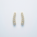 RCJ - 14k Yellow Gold Graduated Circles Climber Post Earrings with Cubic Zirconias - One Size - Gold - View 2