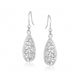 RCJ - Sterling Silver Teardrop Filigree Style Drop Earrings - One Size - Silver - View 2