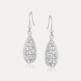 RCJ - Sterling Silver Teardrop Filigree Style Drop Earrings - One Size - Silver - View 3
