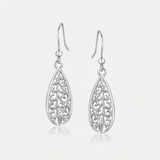 RCJ - Sterling Silver Teardrop Filigree Style Drop Earrings - One Size - Silver - View 4