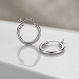 RCJ - 10k White Gold Polished Hoop Earrings (15 mm) - One Size - Silver - View 2