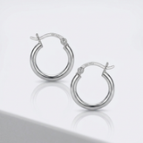 RCJ - 10k White Gold Polished Hoop Earrings (15 mm) - One Size - Silver - View 4