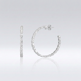 Sterling Silver Hoop Earrings with Round and Marquise Cubic Zirconias — One Size / Silver — view 2