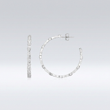 RCJ - Sterling Silver Hoop Earrings with Round and Marquise Cubic Zirconias - One Size - Silver - View 2
