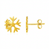 RCJ - 14k Yellow Gold Post Earrings with Snowflakes - One Size - Gold - View 3