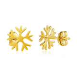 RCJ - 14k Yellow Gold Post Earrings with Snowflakes - One Size - Gold - View 2