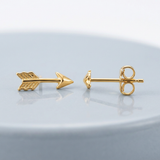 RCJ - 14k Yellow Gold Single Post Earring with Textured Arrow - One Size - Gold - View 3