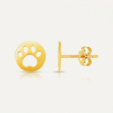 RCJ - 14k Yellow Gold Post Earrings with Paw Prints - One Size - Gold - View 2