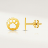 RCJ - 14k Yellow Gold Post Earrings with Paw Prints - One Size - Gold - View 3