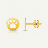 RCJ - 14k Yellow Gold Post Earrings with Paw Prints - One Size - Gold - View 4