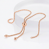 RCJ - 10k Rose Gold 8 inch Adjustable Friendship Bracelet Chain with Ball Slide - Pink - View 3