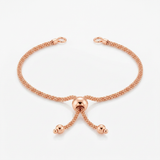 RCJ - 10k Rose Gold 8 inch Adjustable Friendship Bracelet Chain with Ball Slide - Pink - View 2
