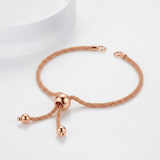 RCJ - 10k Rose Gold 8 inch Adjustable Friendship Bracelet Chain with Ball Slide - Pink - View 4