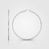 RCJ - Ridge Textured Hoop Earrings in Sterling Silver - One Size - Silver - View 3