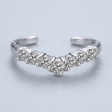 RCJ - Sterling Silver Rhodium Finished V Shape Toe Ring with Cubic Zirconia Accents - One Size - Silver - View 2