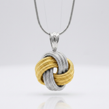 RCJ - 14k Yellow Gold & Sterling Silver Pendant in a Ridge Texture Love Knot Style - 18 - Gold - View 2