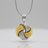 RCJ - 14k Yellow Gold & Sterling Silver Pendant in a Ridge Texture Love Knot Style - 18 - Gold - View 3