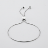 RCJ - 14k White Gold Adjustable Lariat Style Heart Motif Bracelet - 9.25 - Silver - View 2